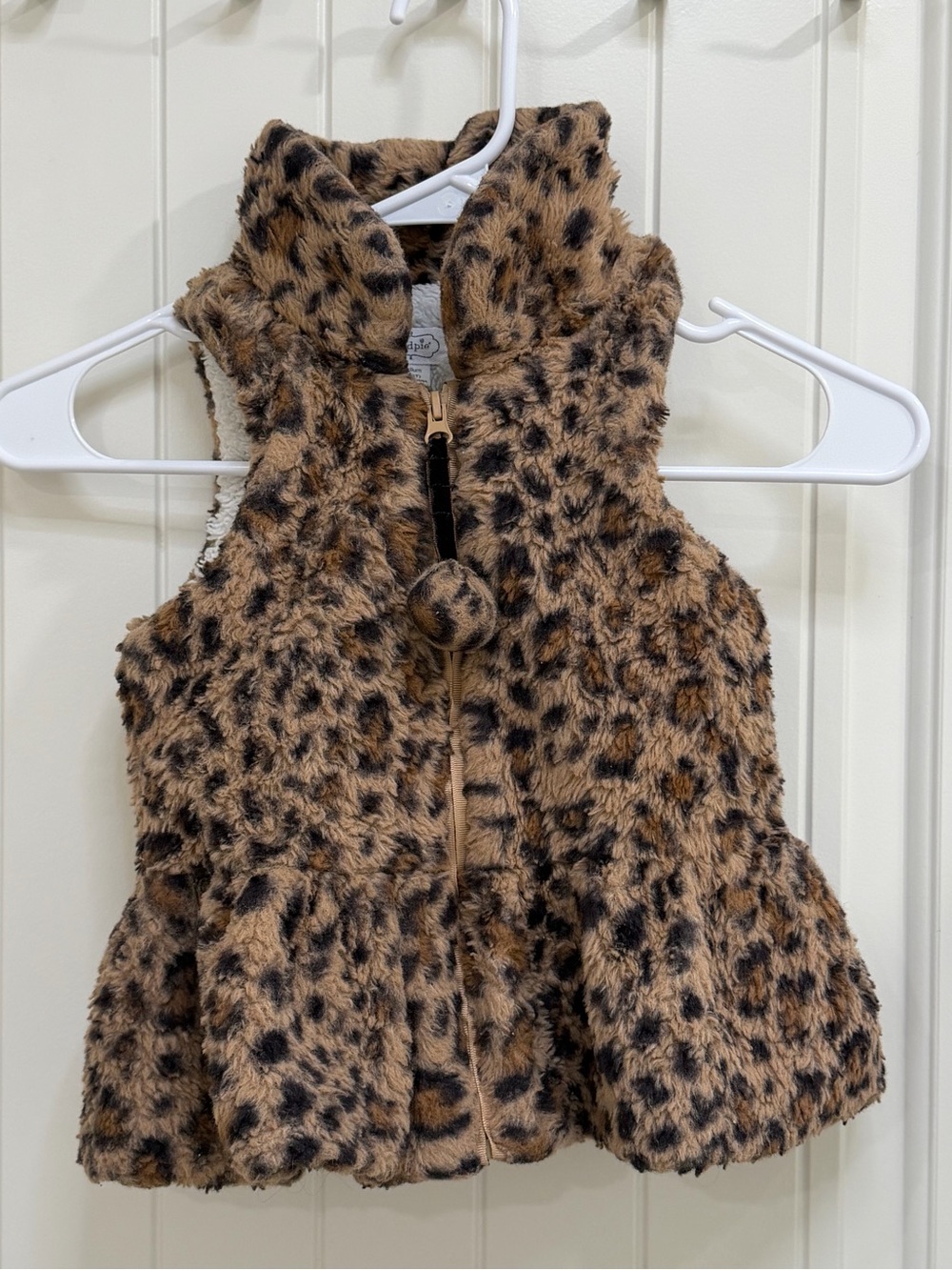 Mud Pie Leopard Print Faux Fur Vest